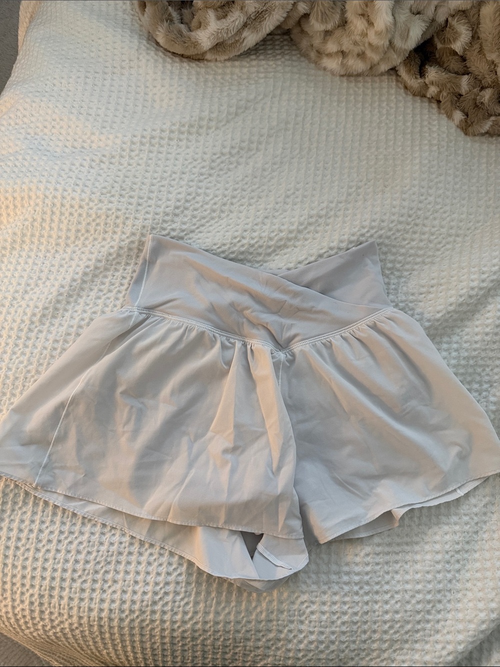 aerie Light Gray High-Waist Skort Shorts
